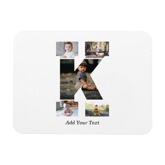 Zwart-wit Letter K Fotocollage Magneet (Horizontaal)