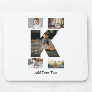Zwart-wit Letter K Fotocollage Muismat