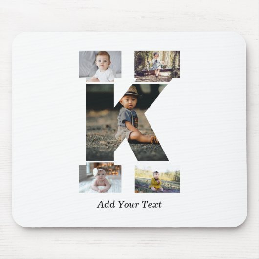 Zwart-wit Letter K Fotocollage Muismat (Voorkant)