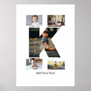 Zwart-wit Letter K Fotocollage Poster