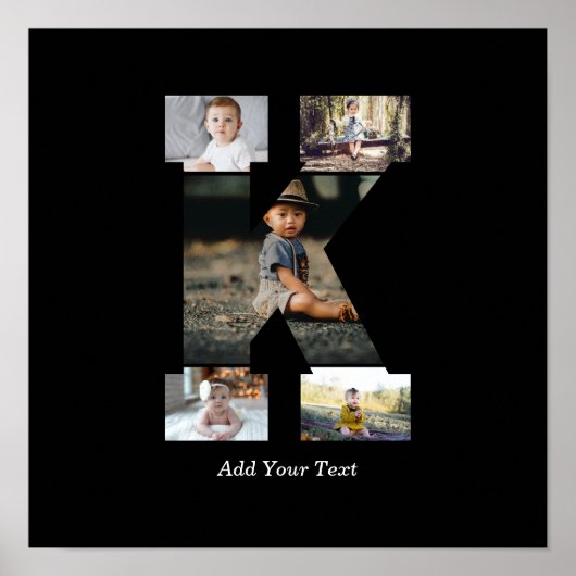 Zwart-wit Letter K Fotocollage Poster (Voorkant)