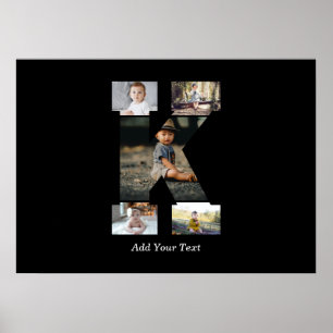 Zwart-wit Letter K Fotocollage Poster