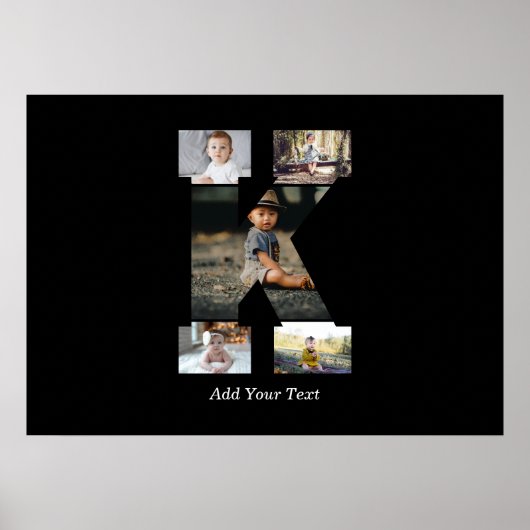 Zwart-wit Letter K Fotocollage Poster (Voorkant)