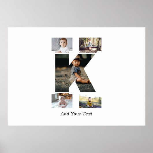 Zwart-wit Letter K Fotocollage Poster (Voorkant)