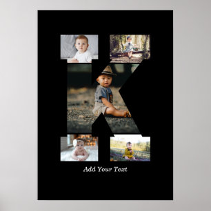 Zwart-wit Letter K Fotocollage Poster