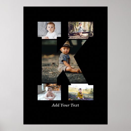 Zwart-wit Letter K Fotocollage Poster (Voorkant)