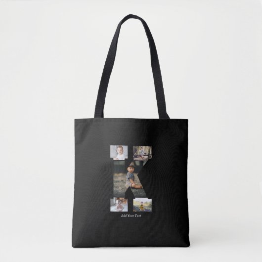 Zwart-wit Letter K Fotocollage Tote Bag (Voorkant)