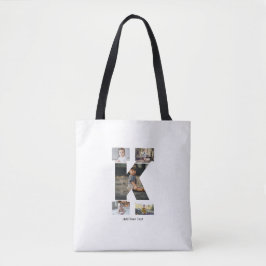 Zwart-wit Letter K Fotocollage Tote Bag