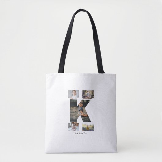 Zwart-wit Letter K Fotocollage Tote Bag (Voorkant)