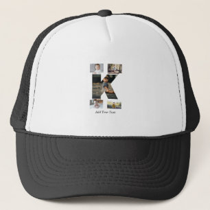 Zwart-wit Letter K Fotocollage Trucker Pet