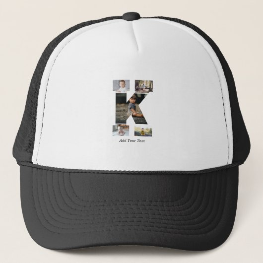 Zwart-wit Letter K Fotocollage Trucker Pet (Voorkant)