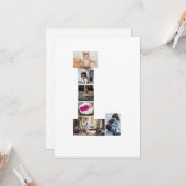 Zwart-wit Letter L Foto Collage Kaart (Voorkant / Achterkant in situ)
