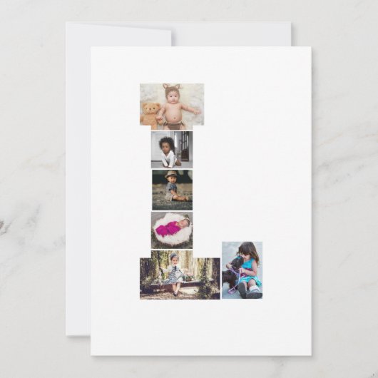 Zwart-wit letter L Fotocollage Bedankkaart (Voorkant)