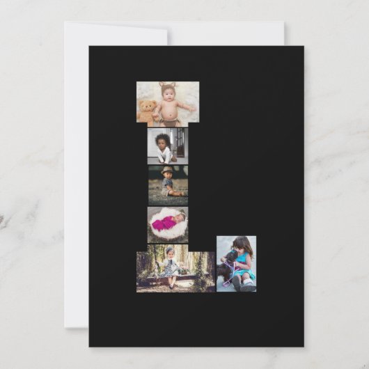 Zwart-wit letter L Fotocollage Bedankkaart (Voorkant)