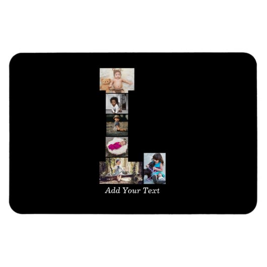 Zwart-wit letter L Fotocollage Magneet (Horizontaal)