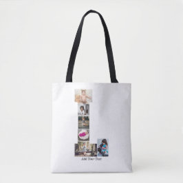 Zwart-wit letter L Fotocollage Tote Bag