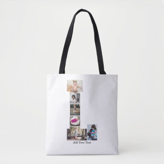 Zwart-wit letter L Fotocollage Tote Bag (Voorkant)