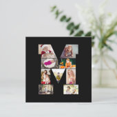 Zwart-wit Letter M Foto Collage Aankondiging (Staand voorkant)