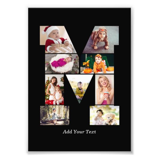 Zwart-wit Letter M Foto Collage Afdruk (Voorkant)