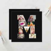 Zwart-wit Letter M foto collage Kaart (Voorkant / Achterkant in situ)