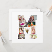 Zwart-wit Letter M foto collage Kaart (Voorkant / Achterkant in situ)