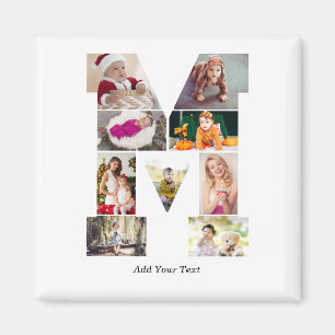 Zwart-wit Letter M Foto Collage Magneet