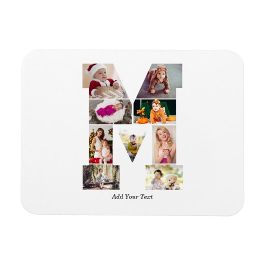 Zwart-wit Letter M Foto Collage Magneet (Horizontaal)
