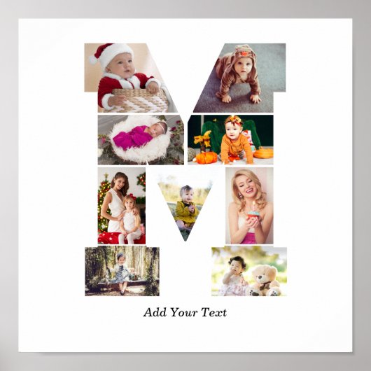 Zwart-Wit Letter M Foto Collage Poster (Voorkant)