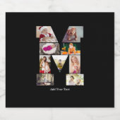 Zwart-Wit Letter M Foto Collage Sparkling Wijnetiket (Enkel label)
