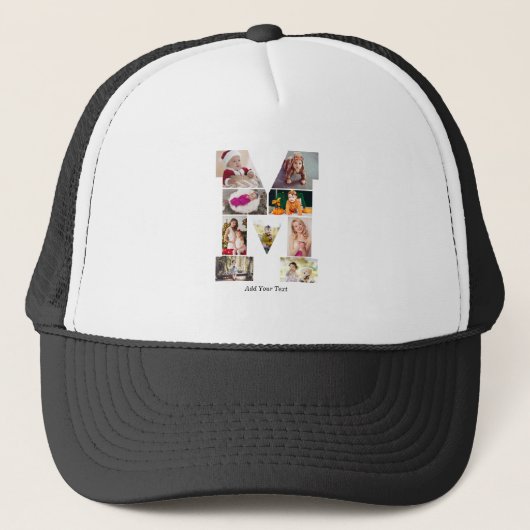 Zwart-wit Letter M Foto Collage Trucker Pet (Voorkant)