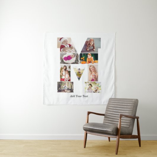 Zwart-wit Letter M Foto Collage Wandkleed (In situ)