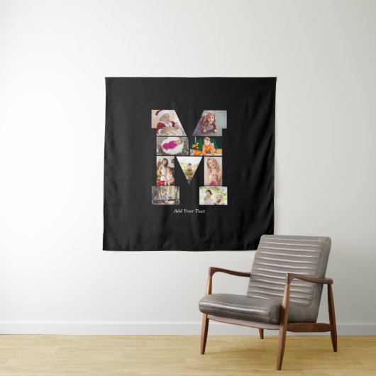 Zwart-wit Letter M Foto Collage Wandkleed (In situ)