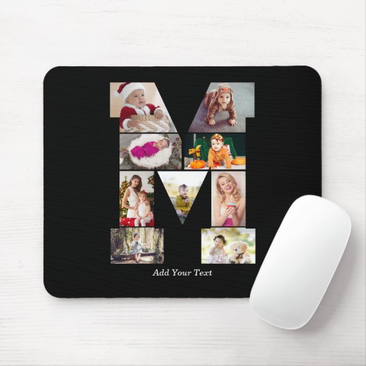Zwart-wit Letter M Fotocollage Muismat (Met muis)