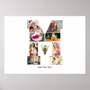 Zwart-wit Letter M Fotocollage Poster