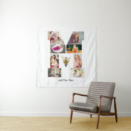 Zwart-wit Letter M Fotocollage Wandkleed