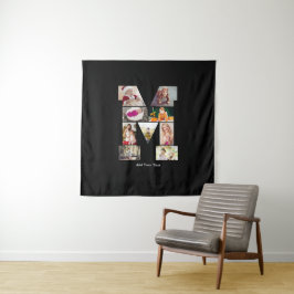 Zwart-wit Letter M Fotocollage Wandkleed