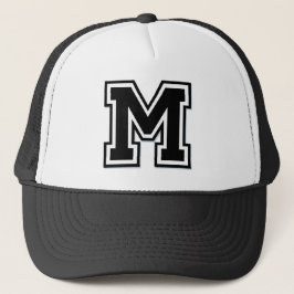 Zwart-wit Letter "M" Trucker Pet