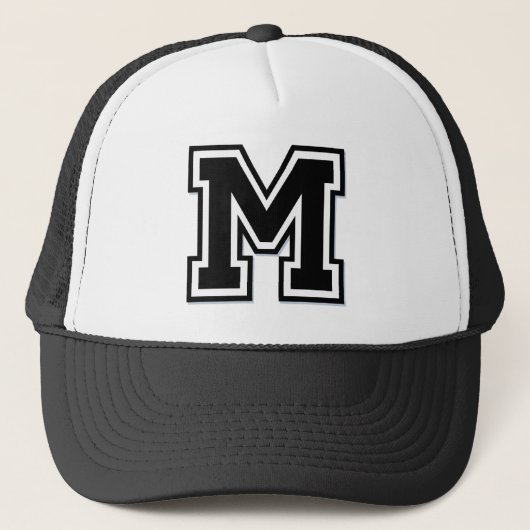 Zwart-wit Letter "M" Trucker Pet (Voorkant)