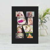 Zwart-wit Letter N Foto Collage Aankondiging (Staand voorkant)