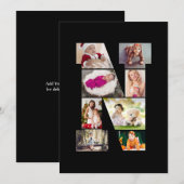 Zwart-wit Letter N Foto Collage Aankondiging (Voorkant / Achterkant)