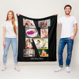 Zwart-Wit Letter N Foto Collage Fleece Deken