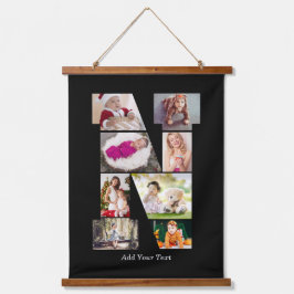 Zwart-wit Letter N Foto Collage Hangend Wandkleed