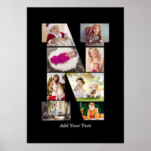 Zwart-wit Letter N Foto Collage Poster