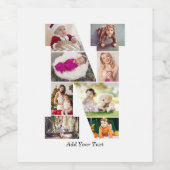 Zwart-wit Letter N Foto Collage Wijn Etiket (Enkel label)