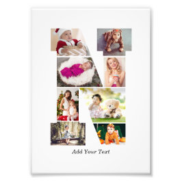 Zwart-wit Letter N Fotocollage Foto Afdruk