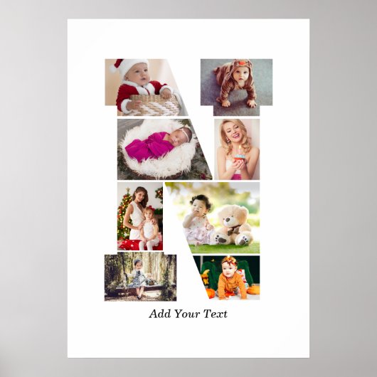 Zwart-wit Letter N Fotocollage Poster (Voorkant)
