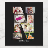 Zwart-wit Letter N Fotocollage Wijn Etiket (Enkel label)