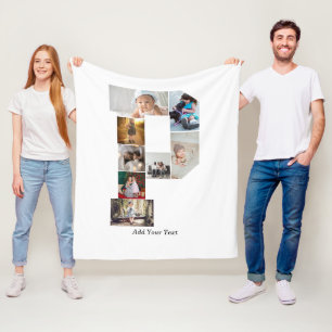 Zwart-wit Letter P Foto Collage Fleece Deken