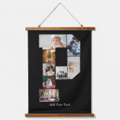 Zwart-wit Letter P Foto Collage Hangend Wandkleed (Voorkant)