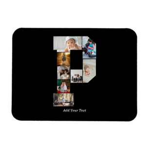 Zwart-wit Letter P Foto Collage Magneet